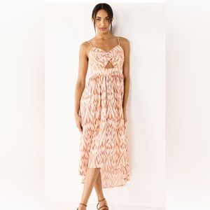 nine west tiered midi dress Nine West Women's Printed Satin Yorku Sleeveless Tiered Dress